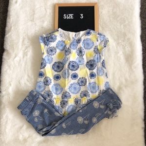 Gymboree dandelion jeggings/cotton peplum top set
